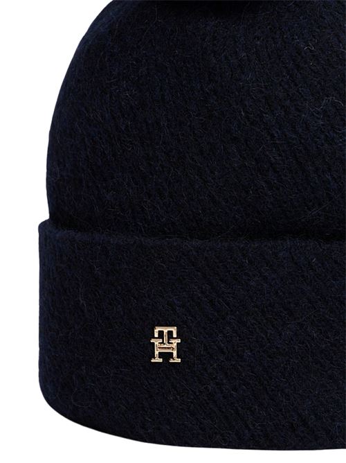Cappellino con pompon in misto lana/alpaca blu Tommy Hilfiger | AW0AW18178DW6